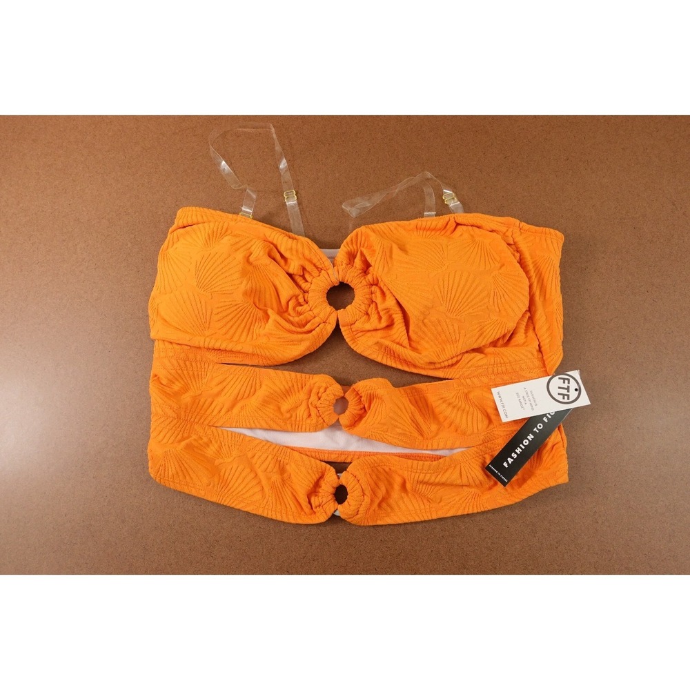 Fashion To Figure Womens 3X Orange Textured Seashell Pattern Bikini Top NWT